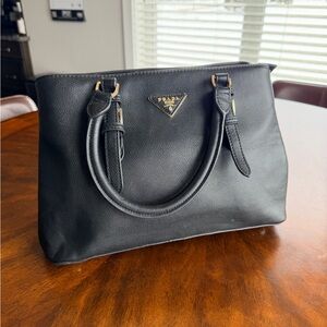 Prada Pebbled Black Leather Top-Handle Satchel DUPE